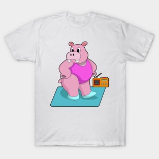 Hippo at Fitness with Radio T-Shirt